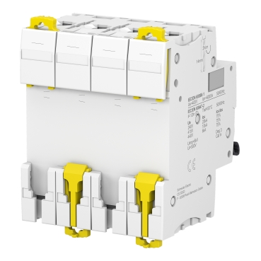 Miniature circuit breaker (MCB), Acti9 iC60N, 4P, 20A, D curve, 6000A (IEC/EN 60898-1), 10kA (IEC/EN 60947-2)-3