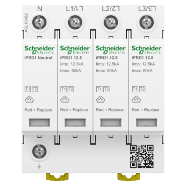 Modular surge arrester, Acti9 iPRD1 12.5, 3 P + N, 350 V, with remote transfert-2