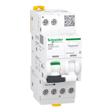 Acti9 AFDD Schneider Electric Arc Fault Detection Device provides advanced fire safety for building, equipment and people from fire originating due to electrical arcs faults along with protection from short-circuit and overload