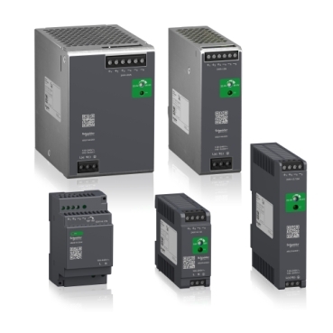 Power supplies for industrial use, rail mounting Schneider Electric 단상 및 3상 전원 공급 100 V ~ 500 V - 7 W to 960 W