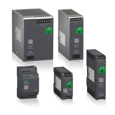 Power supplies for industrial use, rail mounting Schneider Electric Fuentes de alimentación monofásicas y trifásicas de 100 V a 500 V - 7 W a 960 W