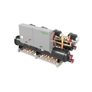 Uniflair Water Cooled Chillers Schneider Electric Plantas de agua helada enfriadas por agua para aplicaciones más grandes con esa modalidad de enfriamiento que pueden combinarse con unidades de aire seco remotas, torres de enfriamiento, etc.