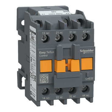 EasyPact TVS control relay Schneider Electric Control relay with three combinations of contact types: 2NO/2NC, 3NO/1NC, 4NO