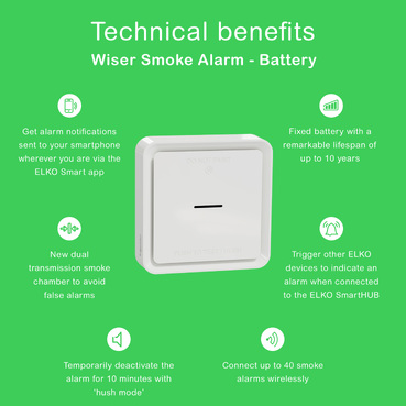 CCT599002 - Wiser - dtecteur de fume - batterie 10 ans - Professionnels |  Schneider Electric France