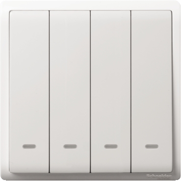 E8234L1N WE 10AX 250V 4 Gang 1 Way Switch with Neon White