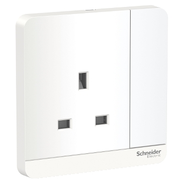 Switched socket, AvatarOn, LED, screw terminal, IP20, white