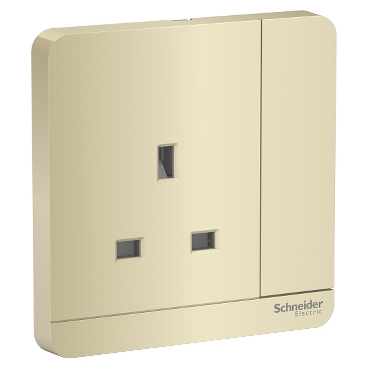 Switched socket, AvatarOn, LED, screw terminal, IP20, wine gold