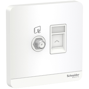 AvatarOn, TV/FM/SAT +DATA socket, RJ45, cat5e, White