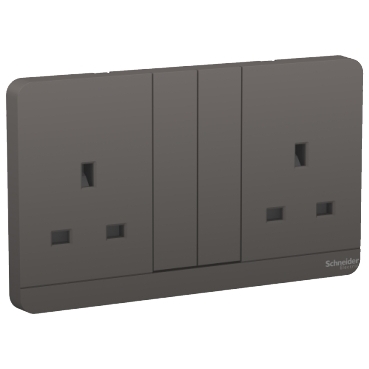 Switched socket, AvatarOn, LED, screw terminal, IP20, dark grey