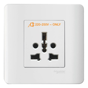 E84426_16TS_WE - 16A 250V 1 Gang International Socket, White 