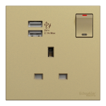 E8715USB_WG_G11 - USB charger + switched socket, AvatarOn C, type 