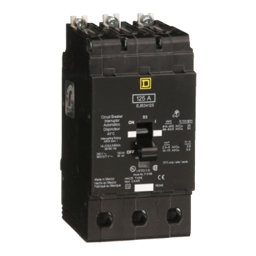 EJB34125 - [TAA] Mini circuit breaker, E-Frame, 125A, 3 pole, 480Y/277VAC,  100kA max, bolt on | Schneider Electric USA