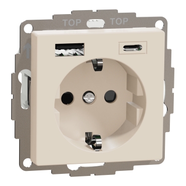 MEG2367-0344 - Schuko Steckdose mit USB Ladegerät weiß System M 