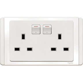 Et3025d Ewww 13a Twin 3 Pin Switched Socket Outlet With White