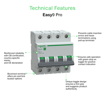 EZ9F27440 - Otomatik Sigorta, Easy9 Pro, 6kA, B-Eğrisi, 4-Kutup