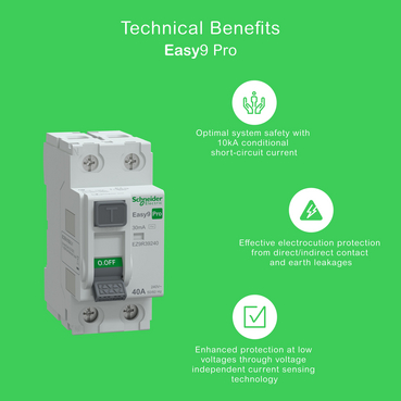 EZ9R39240 - Kaçak Akım Koruma Rölesi, Easy9 Pro, AC Tipi, 30mA, 2