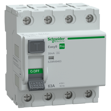 EZ9R49463 Schneider Electric Easy9, interrupteur différentiel Pro, 4P, 63A, type A, 30 mA