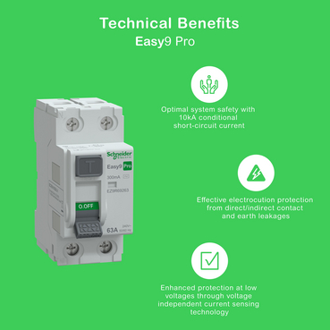 EZ9R69263 - Kaçak Akım Koruma Rölesi, Easy9 Pro, AC Tipi 300mA, 2