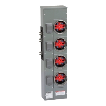 EZM114125 - Branch unit, EZ Meter-Pak, 125A, 4 x 4 jaw sockets, 120/240VAC,  no bypass, ringed, 800A Al busbar