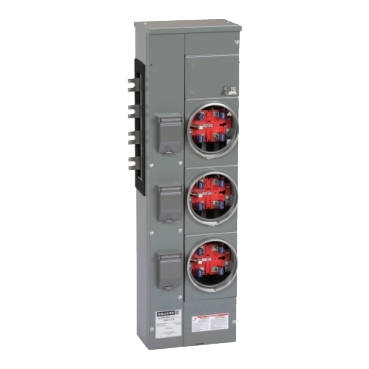 EZM313125 - Branch unit, EZ Meter-Pak, 125A, 3 x 5 jaw sockets,  208Y/120VAC, no bypass, ringed, 800A Al busbar | Schneider Electric USA