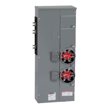 EZMH112225 - Branch unit, EZ Meter-Pak, 225A, 2 x 5 jaw sockets,  120/240VAC, horn bypass, ringless, 800A Al busbar | Schneider Electric USA