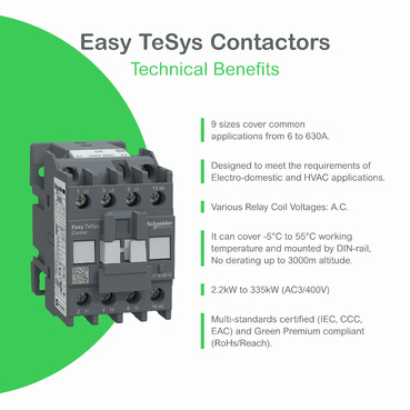 LC1E0610M5 - Easy TeSys contactor 3P(3 NO) - AC-3 - <= 440 V