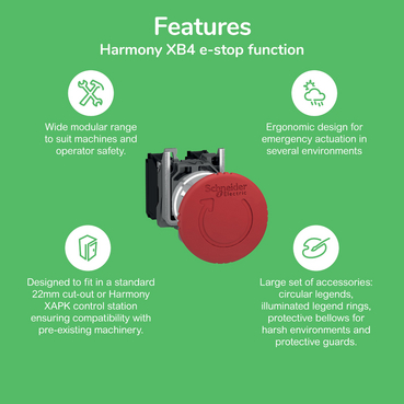 ZB4BS84430 - Emergency stop head, Harmony XB4, switching off