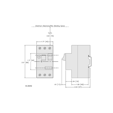Illustration: Dimensions Drawing for GV2ME01-32 Motor Circuit Protectors