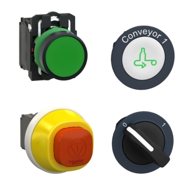 Ø 22 mm plastic pushbuttons, switches, pilot lights