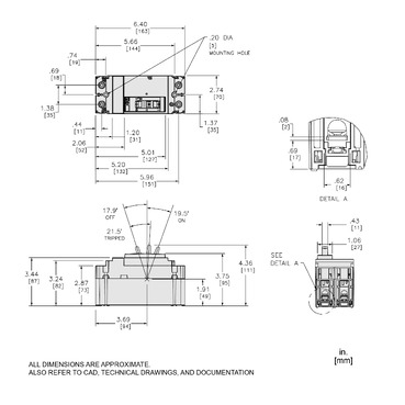 HDL26060 - Circuit breaker, PowerPacT H, 60A, 2 pole, 600VAC, 14kA