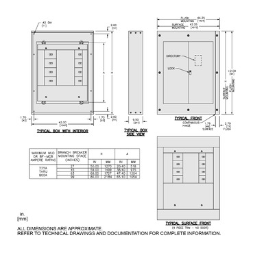 Illustration: Dimensions Drawing for I-Line Panelboards HC4286DB HC4250DB HC4259DB HCP23594 HCP23596 HCP23598 HCP32684 HCP32686 HCP32688 HCP50868