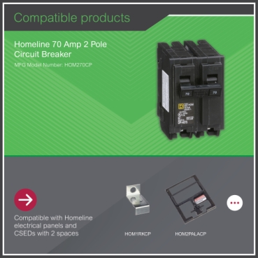 HOM270 - Mini circuit breaker, Homeline, 70A, 2 pole, 120/240VAC