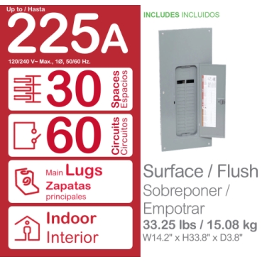 売れ筋がひ新作！ - HOM3060L225PGCVP Load spaces 30 phase, 1 Homeline, center, 