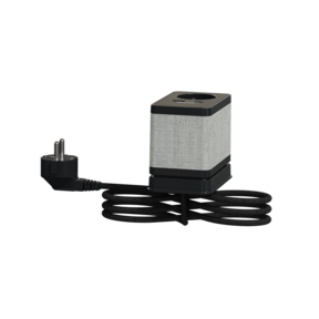 Unica System+ - Bloc 3 prises (2P+T / USB-A / USB-C) - clipsable sur tout type de bureau - idéal télétravail - antracite et tissu gris clair - cordon tissu noir 2m
