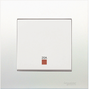 Double Pole Switch, Vivace, 20A, 250V, 1 way, 1 gang, with neon indicator, white