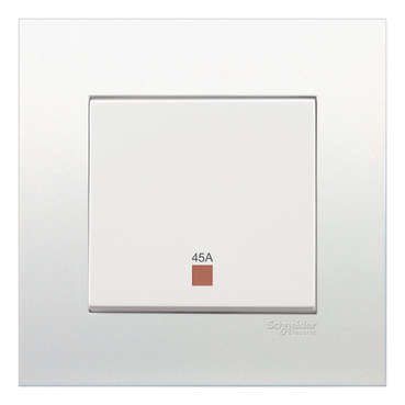Double Pole Switch, Vivace, 45A, 250V, 1 gang, with neon indicator, white