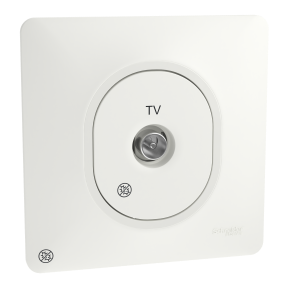 Ovalis - prise TV simple - Antibactérien - Blanc - Mat