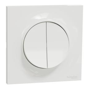 ODACE STYL - Kit double interrupteur va et vient + plaque de finition, coloris Blanc, fixation par vis