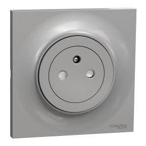 ODACE STYL - Kit prise affleurante 2P+T + plaque de finition, coloris Aluminium