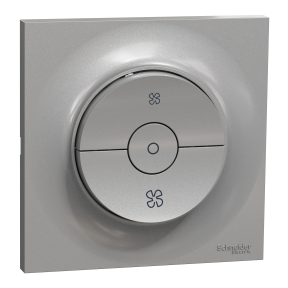 ODACE STYL - Kit interrupteur VMC avec position arrêt + plaque de finition, coloris Aluminium, fixation par vis