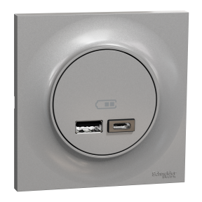 ODACE STYL - Kit double chargeur USB type A+C, coloris Aluminium
