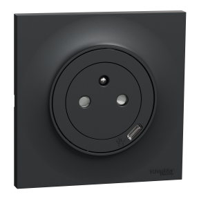 ODACE STYL - Kit prise affleurante 2P+T avec chargeur USB type C + plaque de finition, coloris Anthracite