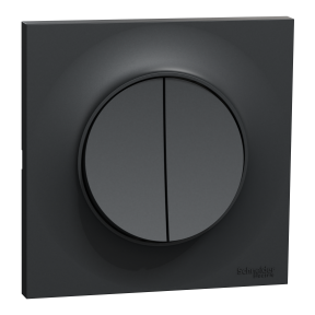 ODACE STYL - Kit double interrupteur va et vient + plaque de finition, coloris Anthracite, fixation par vis