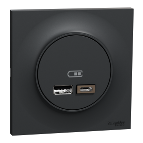 ODACE STYL - Kit double chargeur USB type A+C, coloris Anthracite