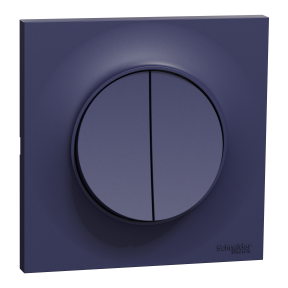 ODACE STYL - Kit double interrupteur va et vient + plaque de finition, coloris Bleu Cobalt mat, fixation par vis