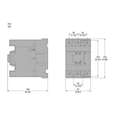 CTR Deca 115/150 A 3P ACDC EvLk - Dimensions
