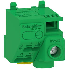 Lgyt1e05 Resi9 Bornier De Terre 63a Cavalier Auto 4x1 5 A 4 Vis 1x6 A 25 Professionnels Schneider Electric France