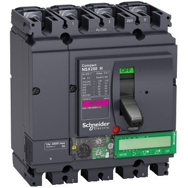 Compact NSX molded case circuit breakers (MCCB) 250 H 4P with Micrologic Vigi 7.2 E