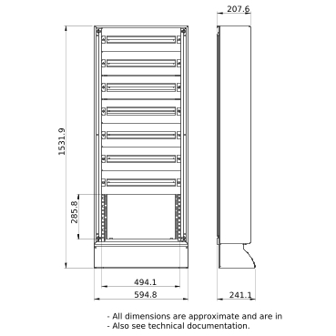 PrismaSeT_LVS08072_Floor-Stand.Encl. 7Rows+6M Pack250 IP30