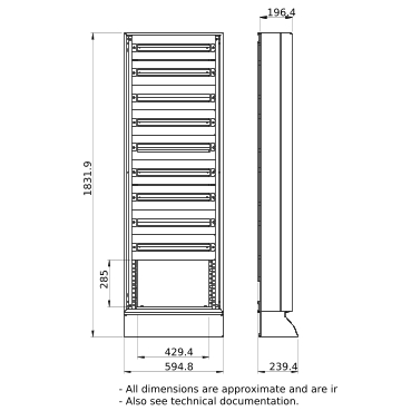 PrismaSeT_LVS08074_Floor-Stand.Encl. 9Rows+6M Pack250 IP30